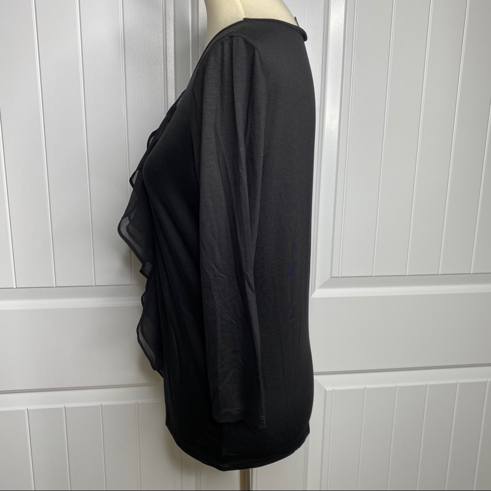 Talbots black ruffle top size MP - Picture 2 of 5